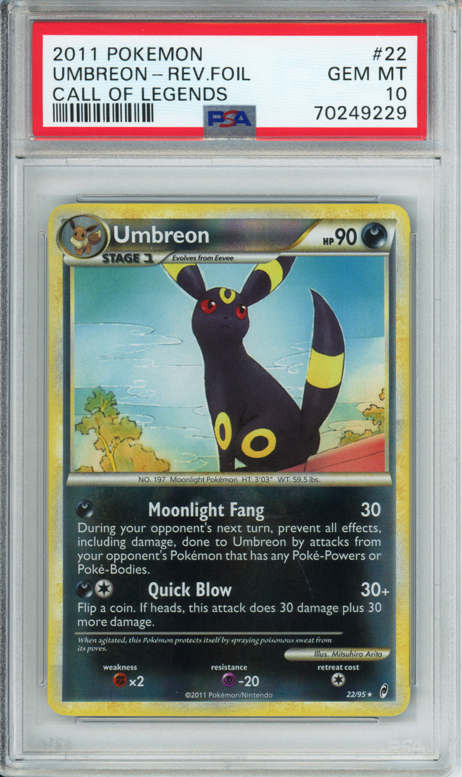 Umbreon (Reverse Foil) - 2011 Call of Legends - #22/95 - PSA10