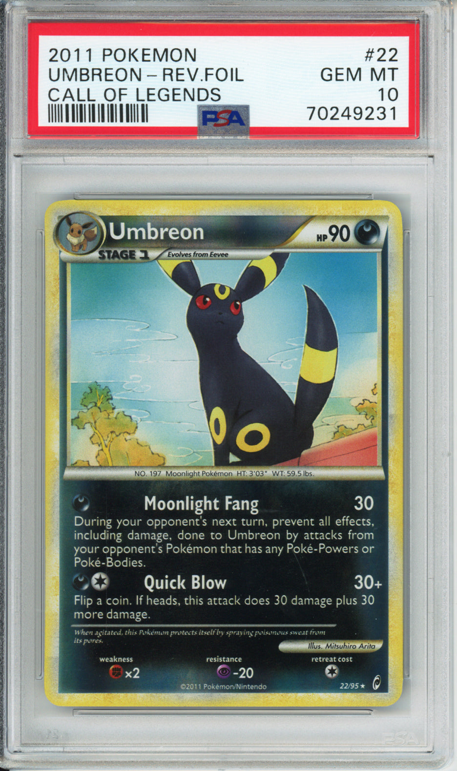 Umbreon (Reverse Foil) - 2011 Call of Legends - #22/95 - PSA10