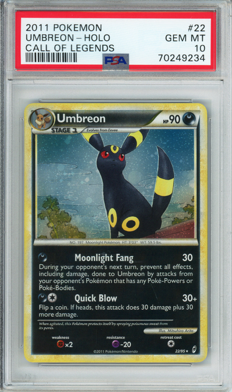 Umbreon (Holo) - 2011 Call of Legends - #22/95 - PSA10 - SWIRL