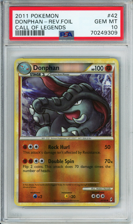 Donphan (Reverse Foil) - 2011 Call of Legends - #42/95 - PSA10
