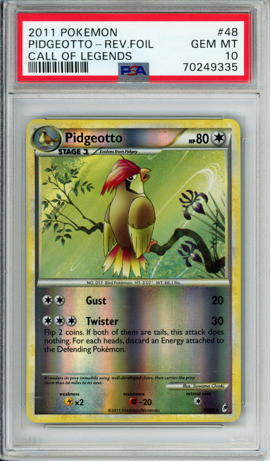 Pidgeotto (Reverse Foil) - 2011 Call of Legends - #48/95 - PSA10