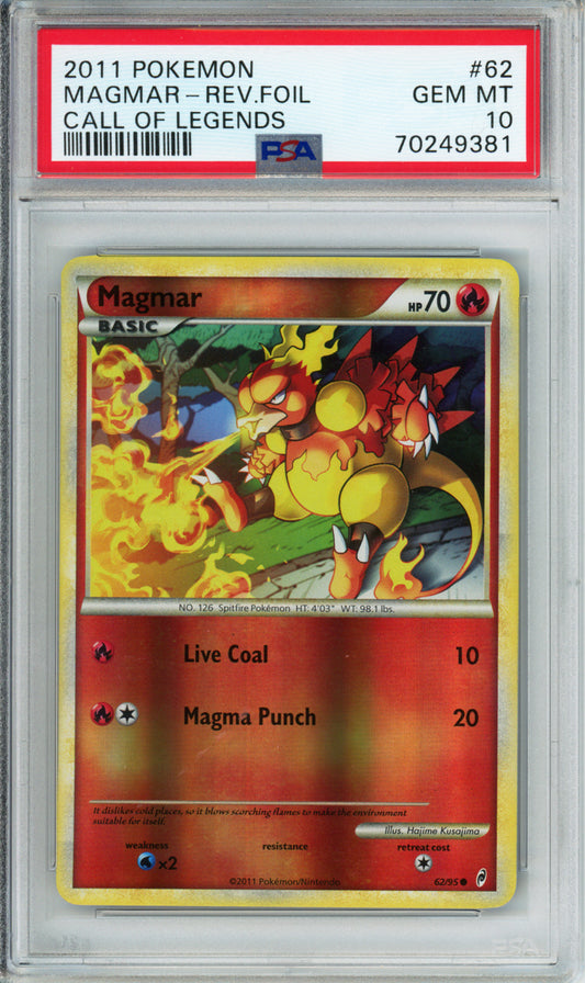 Magmar (Reverse Foil) - 2011 Call of Legends - #62/95 - PSA10