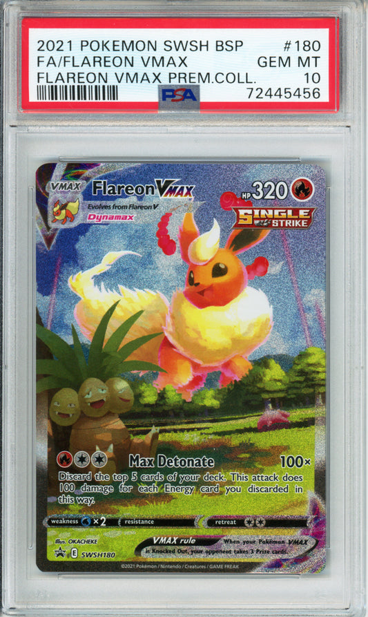 Flareon VMAX (Full Art) - 2021 Black Star Promo - Flareon VMAX Premium Collection - #SWSH180 - PSA10