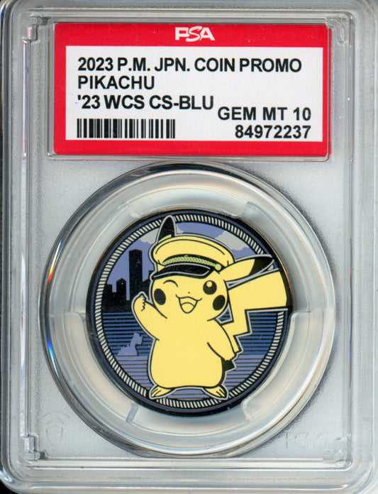 Pikachu (Blue) - 2023 Japanese Coin Promo - 2023 World Championships Coin Set - PSA10