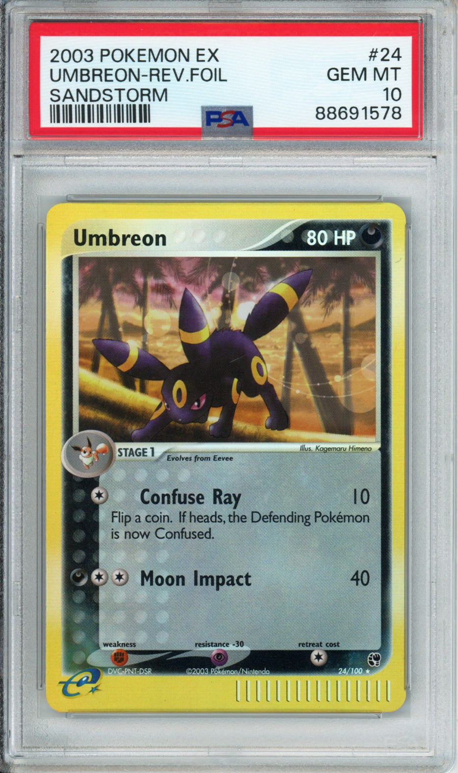 Umbreon (Reverse Foil) - 2003 EX Sandstorm - #24/100 - PSA10
