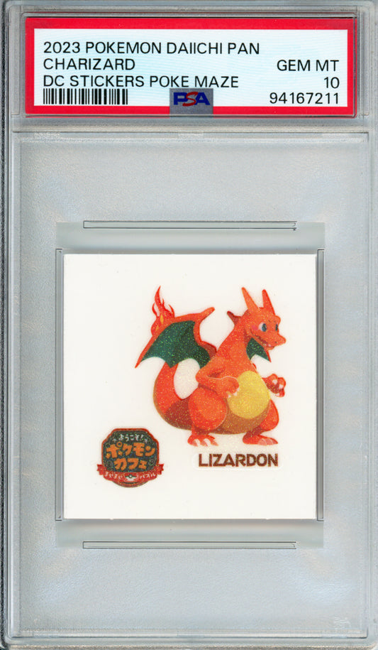 Charizard - 2023 Pokemon Daiichi Pan - DC Stickers Poke Maze - Japanese - PSA10