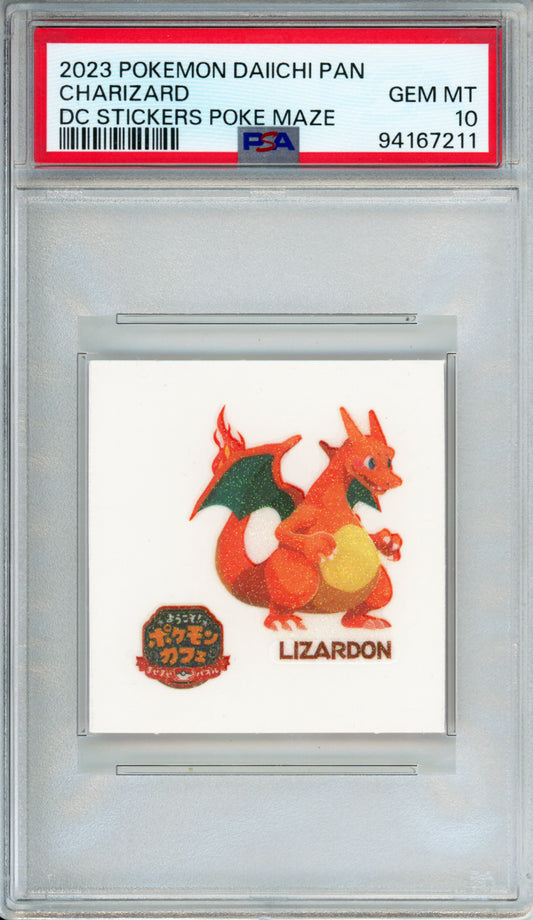 Charizard - 2023 Pokemon Daiichi Pan - DC Stickers Poke Maze - Japanese - PSA10