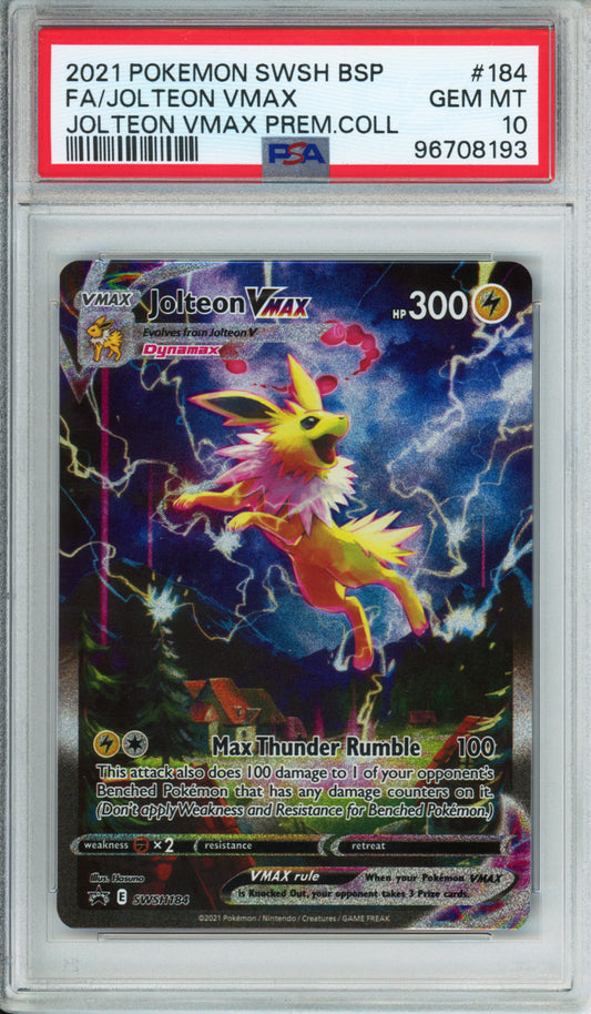 Jolteon VMAX (Full Art) - 2021 Black Star Promo - Jolteon VMAX Premium Collection - #SWSH184 - PSA10