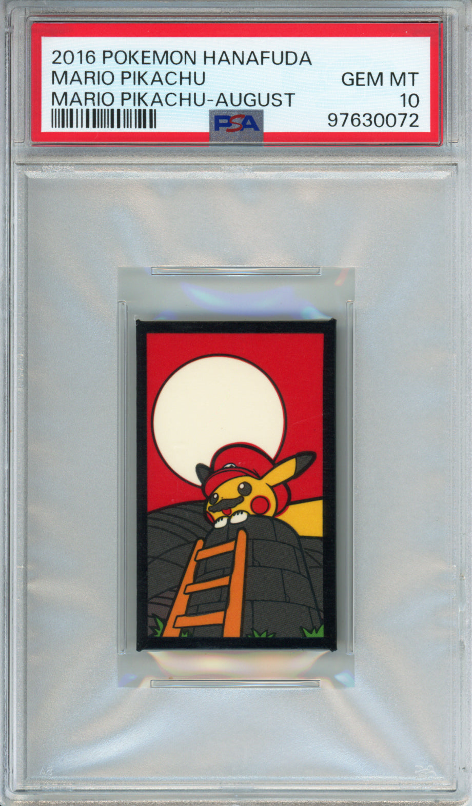 Mario Pikachu - 2016 Pokemon Hanafuda - Mario Pikachu - August - PSA10