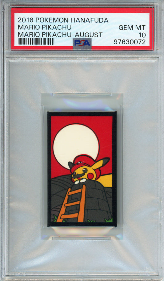 Mario Pikachu - 2016 Pokemon Hanafuda - Mario Pikachu - August - PSA10