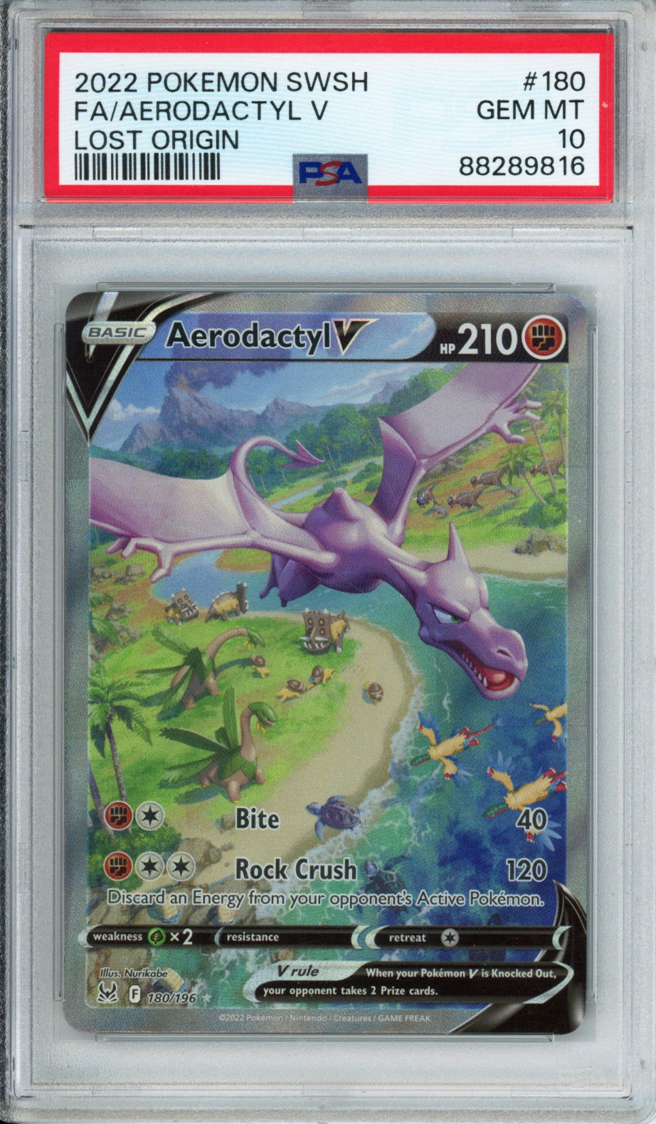 Aerodactyl V (Full Art) - 2022 Lost Origin - #180/196 - PSA10 - POP 2,938