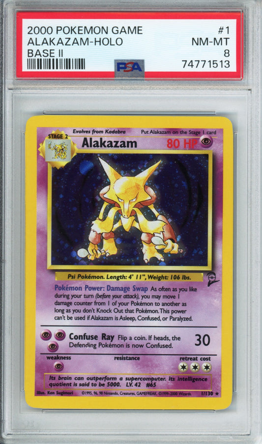 Alakazam (Holo) - 2000 Base Set 2 - #1/130 - PSA8