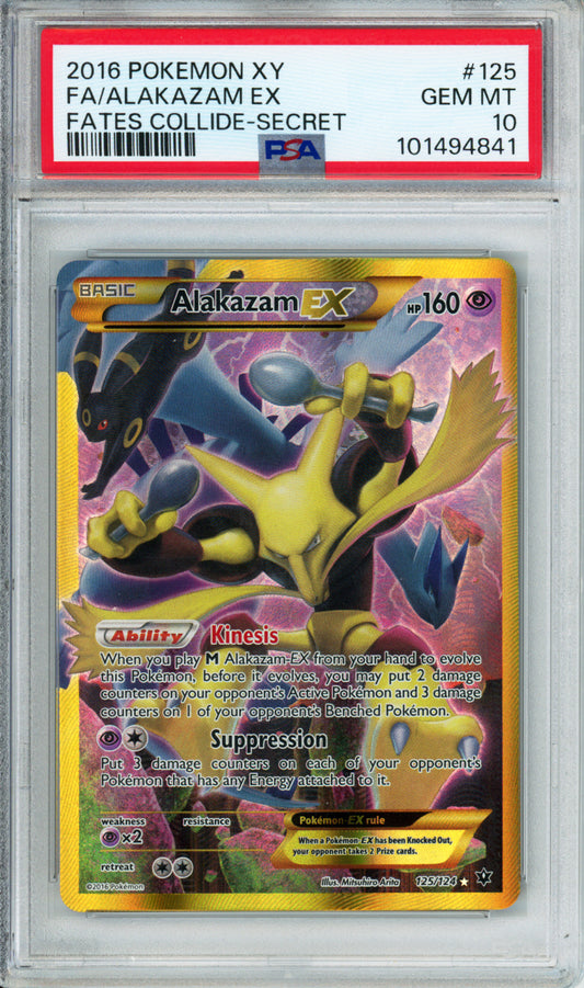 Alakazam EX (Full Art, Secret Rare) - 2016 Fates Collide - #125/124 - PSA10