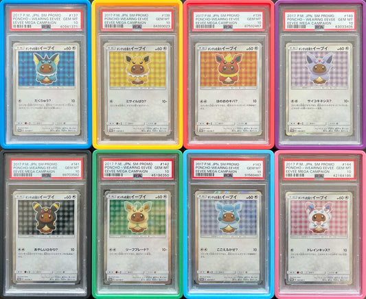 Complete Set of 2017 Poncho-Wearing Eevees - Japanese - PSA10