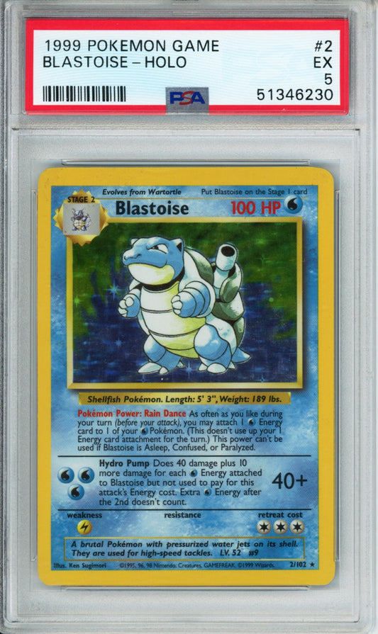 Blastoise (Holo) - 1999 Base Set - Unlimited - #2/102 - PSA5