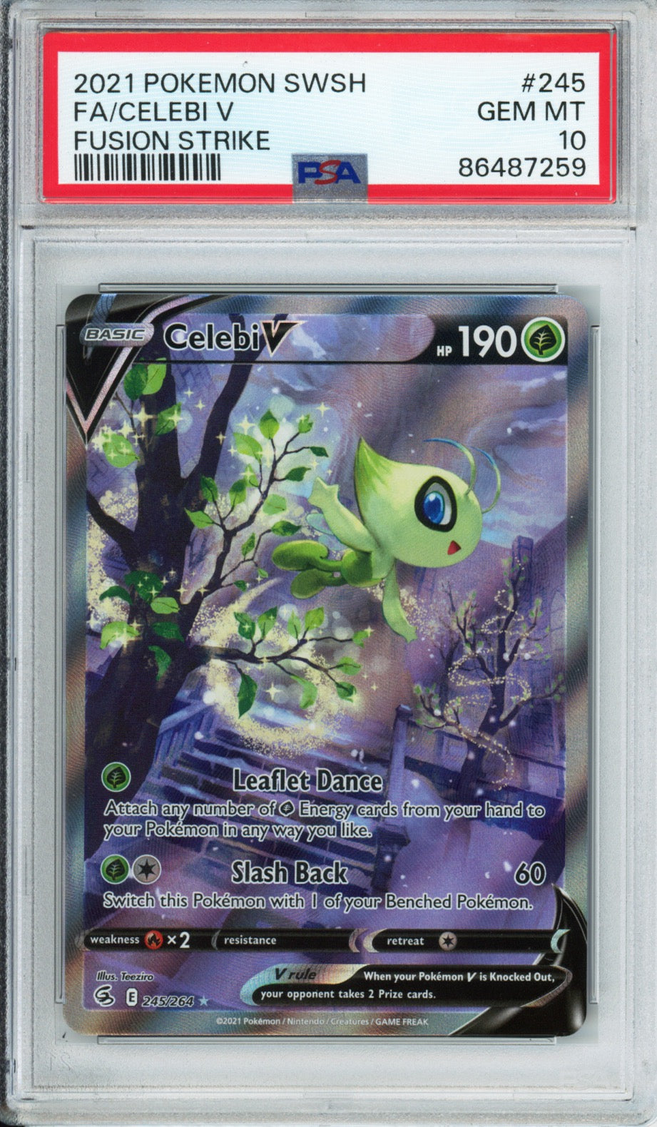 Celebi V (Full Art) - 2021 Fusion Strike - #245/264 - PSA10 - POP 4,229