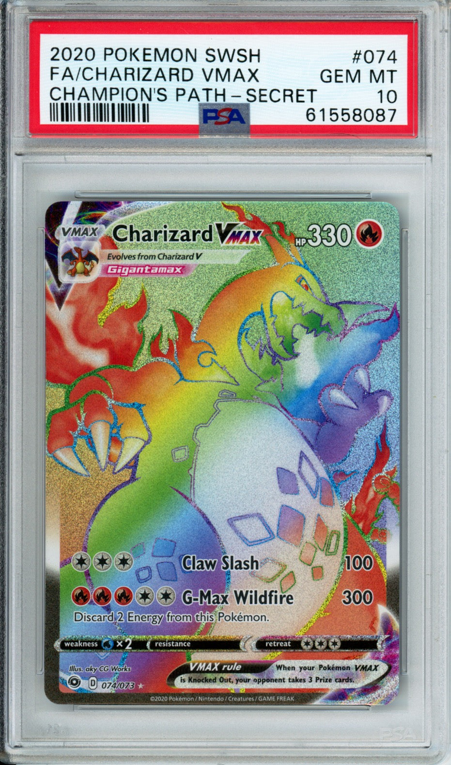 Charizard VMAX (Full Art, Secret Rare) - 2020 Champion's Path - #074/073 - PSA10