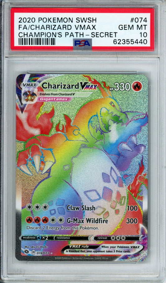 Charizard VMAX (Full Art, Secret Rare) - 2020 Champion's Path - #074/073 - PSA10