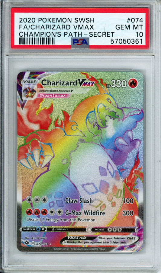 Charizard VMAX (Full Art, Secret Rare) - 2020 Champion's Path - #074/073 - PSA10