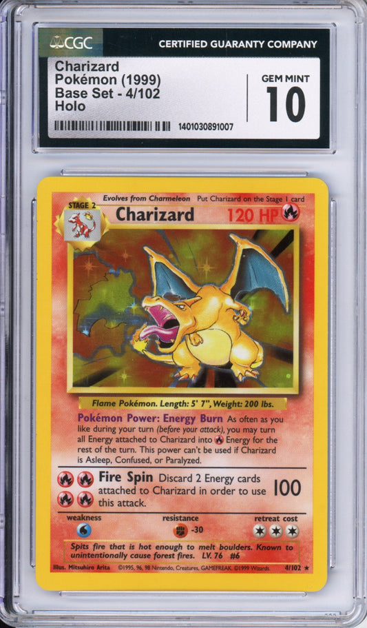 Charizard (Holo) - 1999 Base Set - Unlimited - #4/102 - CGC10 - POP 209