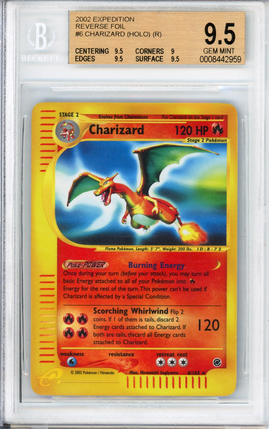 Charizard (Reverse Foil) - 2002 Expedition - #6/165 - BGS9.5