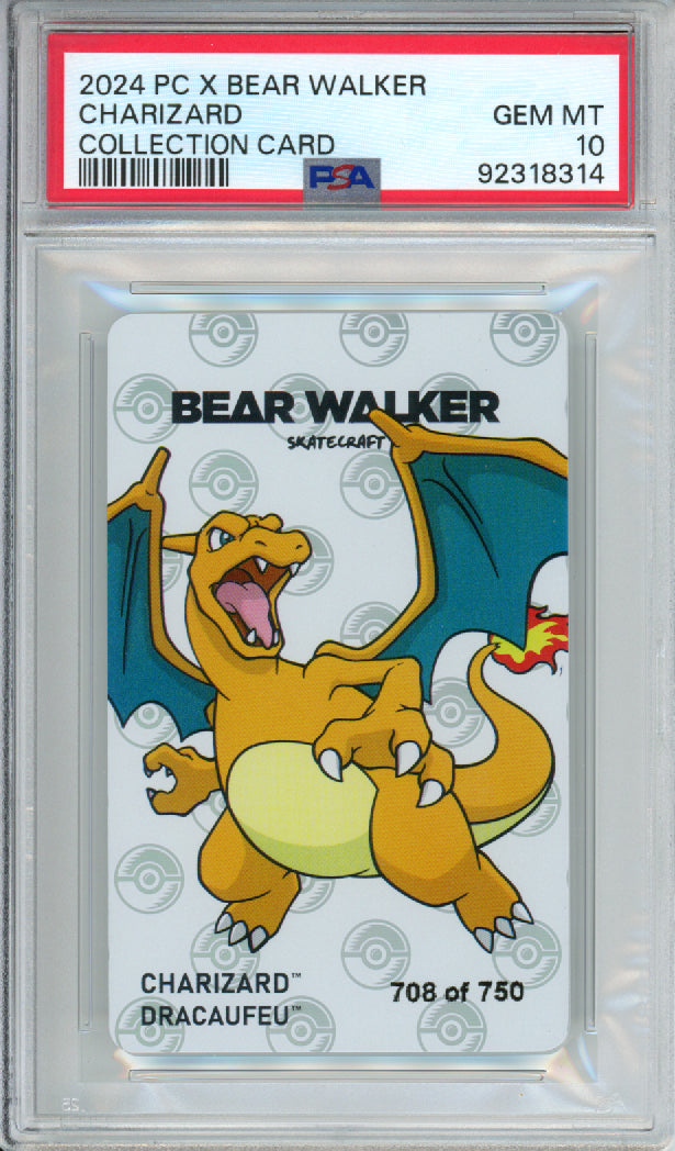 Charizard (708 of 750) - 2024 PC x Bear Walker - Collection Card - PSA10
