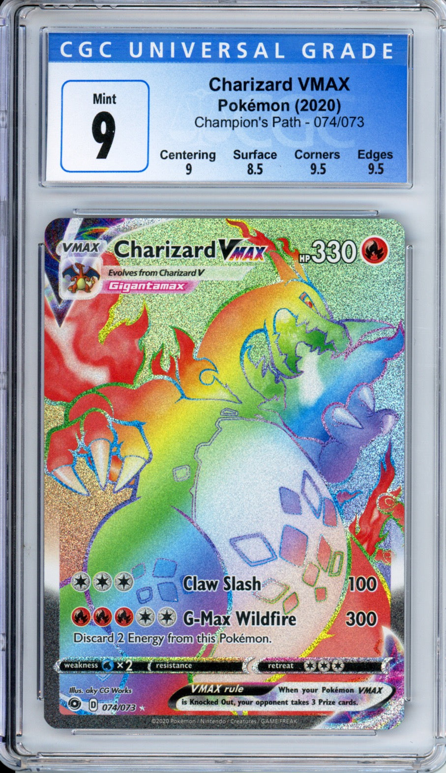 Charizard VMAX (Full Art, Secret Rare) - 2020 Champion's Path - #074/073 - CGC9