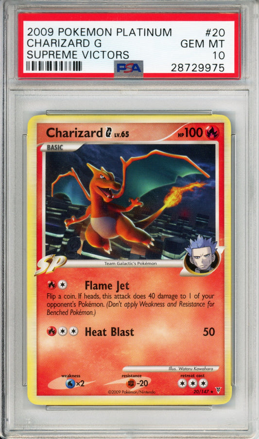 Charizard G (Non-Holo Rare) - 2009 Supreme Victors - #20/147 - PSA10 - POP 115