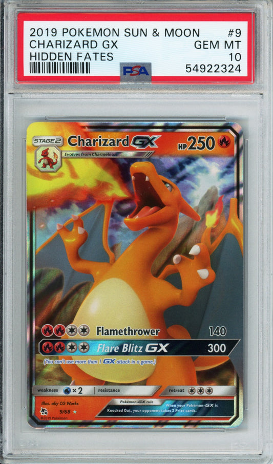 Charizard GX - 2019 Hidden Fates - #9/68 - PSA10