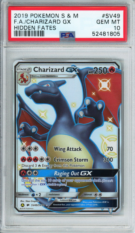 Charizard GX (Full Art) - 2019 Hidden Fates - #SV49/SV94 - PSA10