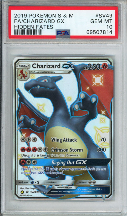 Charizard GX (Full Art) - 2019 Hidden Fates - #SV49/SV94 - PSA10