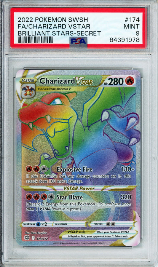 Charizard VSTAR (Full Art, Secret Rare) - 2022 Brilliant Stars - #174/172 - PSA9