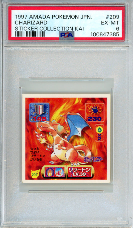 Charizard - 1997 Pokemon Amada - Sticker Collection - Japanese - #209 - PSA6