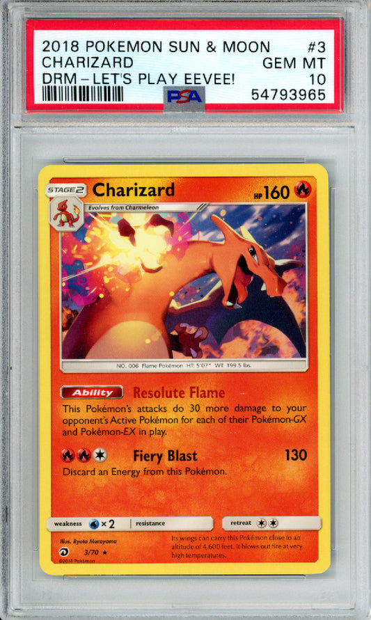 Charizard - 2018 Sun & Moon Promo - Dragon Majesty - Let's Play Eevee! - #3/70 - PSA10