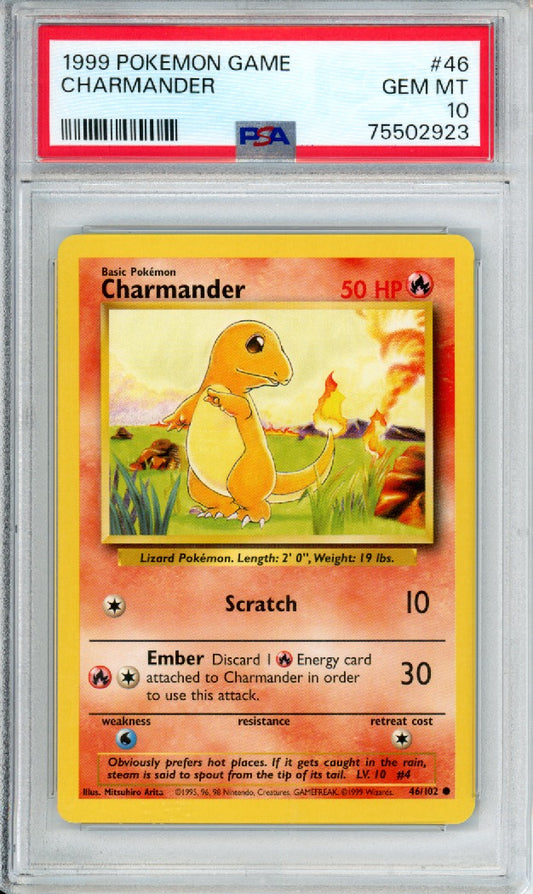 Charmander - 1999 Base Set - Unlimited - #46/102 - PSA10