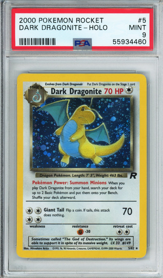 Dark Dragonite (Holo) - 2000 Team Rocket - #5/82 - PSA9 - POP 866