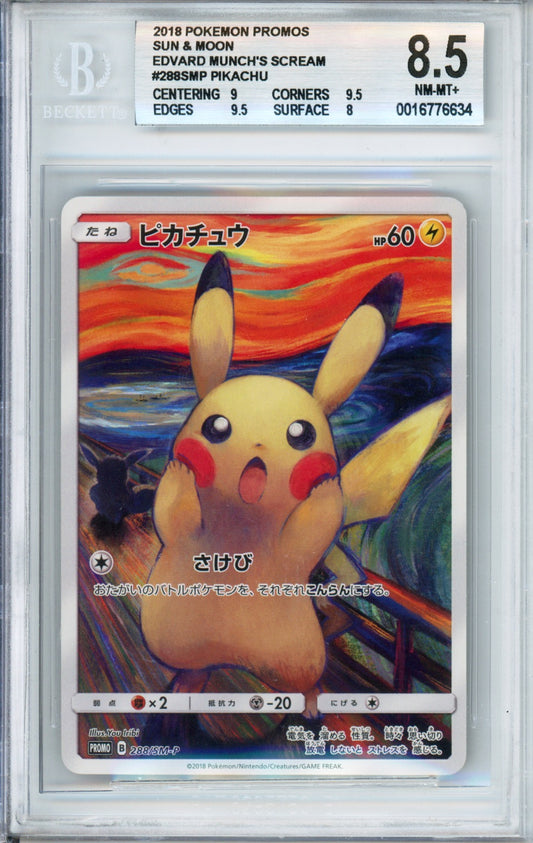 Pikachu - 2018 Japanese Promo - Edvard Munch's Scream - #288/SM-P - BGS8.5 - POP 19