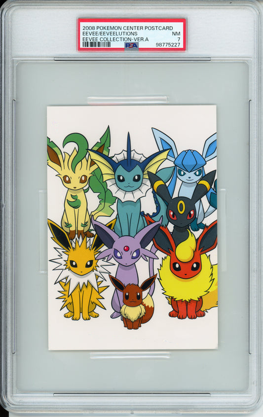 Eevee & Eeveelutions - 2008 Pokemon Center Postcard - Eevee Collection - Version A - Japanese - PSA7