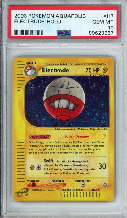 Electrode (Holo) - 2003 Aquapolis - #H7/H32 - PSA10 - POP 81