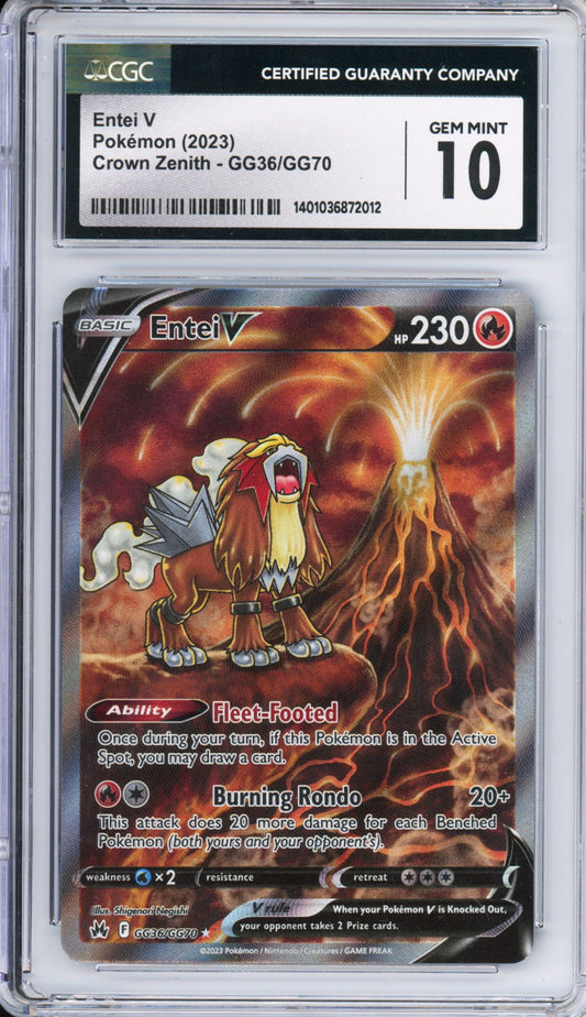 Entei V (Full Art, Special Illustration Rare) - 2023 Crown Zenith - #GG36/GG70 - CGC10