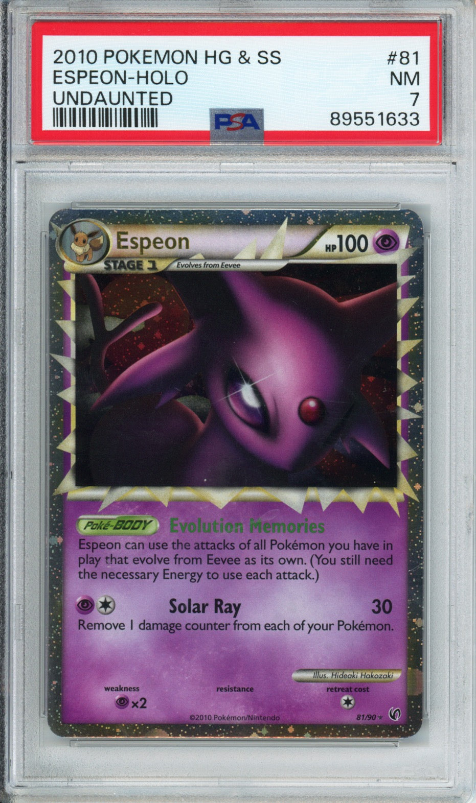 Espeon (Holo) - 2010 Undaunted - #81/90 - PSA7