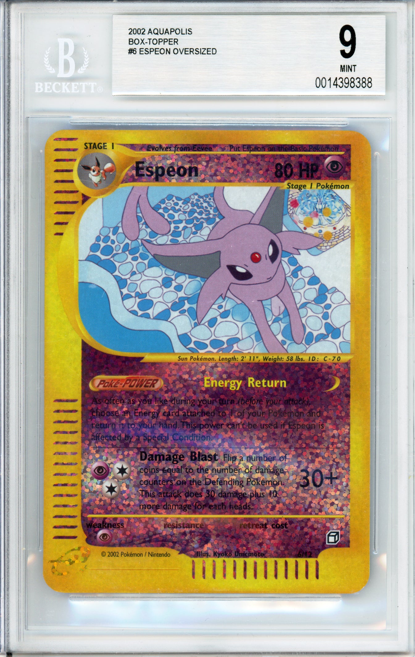 Espeon (Box-Topper) - 2002 Aquapolis - #6 - BGS9