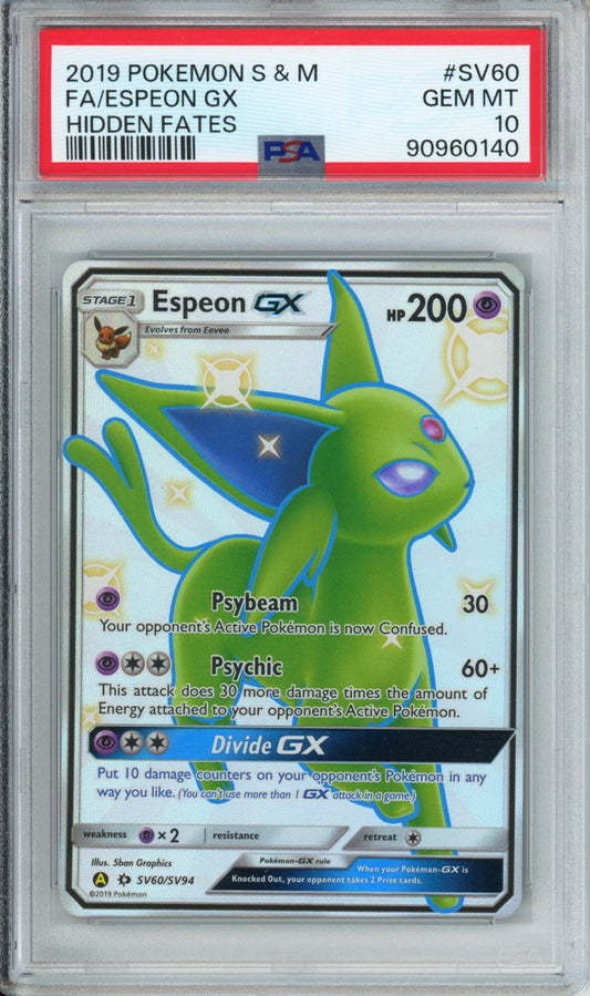 Espeon GX (Full Art) - 2019 Hidden Fates - #SV60/SV94 - PSA10