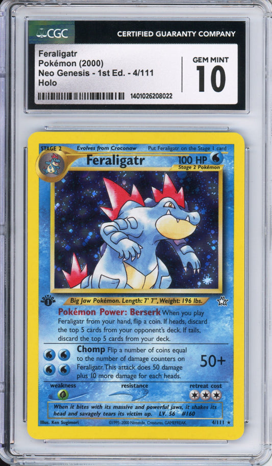 Feraligatr (Holo) - 2000 Neo Genesis - 1st Edition - #4/111 - CGC 10 - POP 32