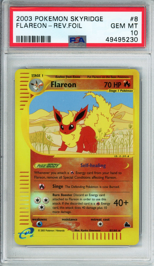 Flareon (Reverse Foil) - 2003 Skyridge - #8/144 - PSA10 - POP 83