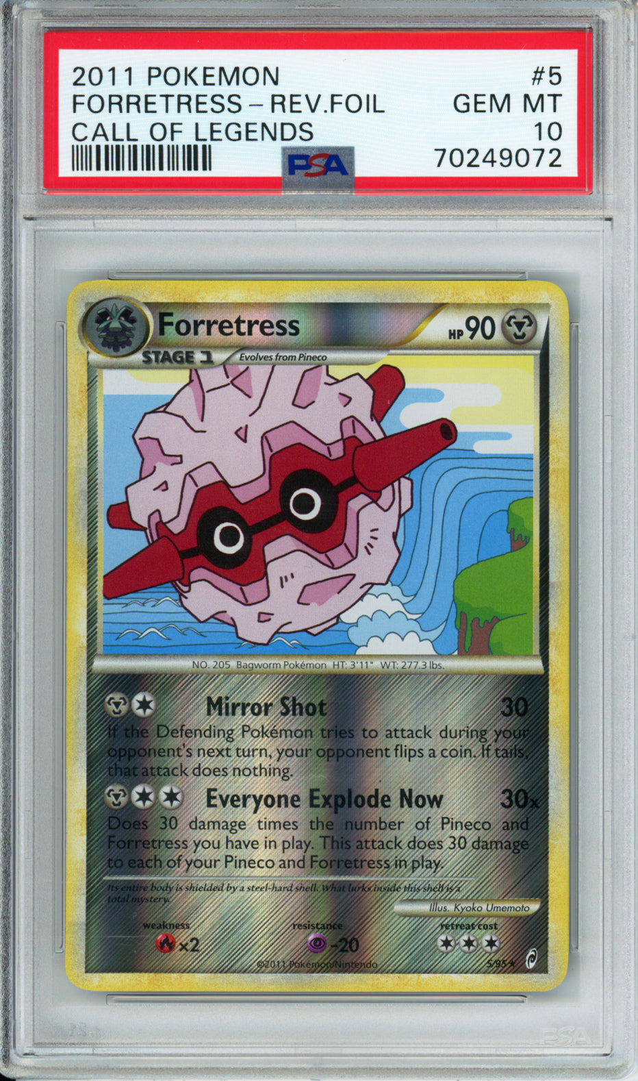 Forretress (Reverse Foil) - 2011 Call of Legends - #5/95 - PSA10