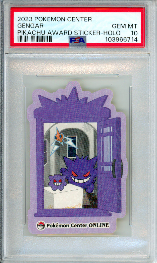 Gengar (Holo) - 2023 Pokemon Center - Pikachu Award Sticker - PSA10