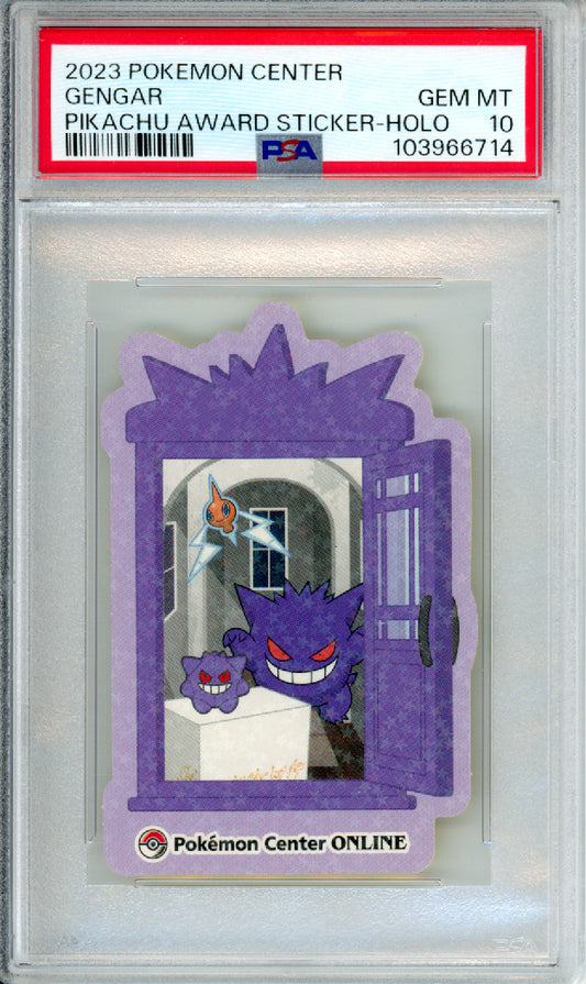 Gengar (Holo) - 2023 Pokemon Center - Pikachu Award Sticker - PSA10