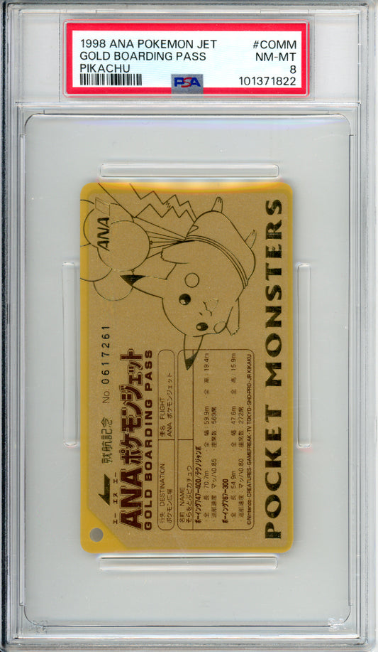 Gold Boarding Pass (Pikachu) - 1998 ANA Pokemon Jet - PSA8