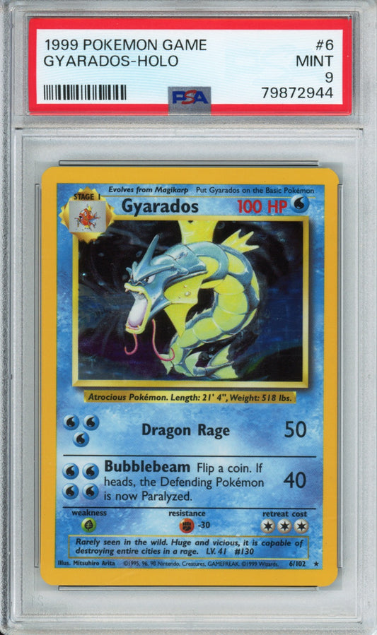 Gyarados (Holo) - 1999 Base Set - Unlimited - #6/102 - PSA9